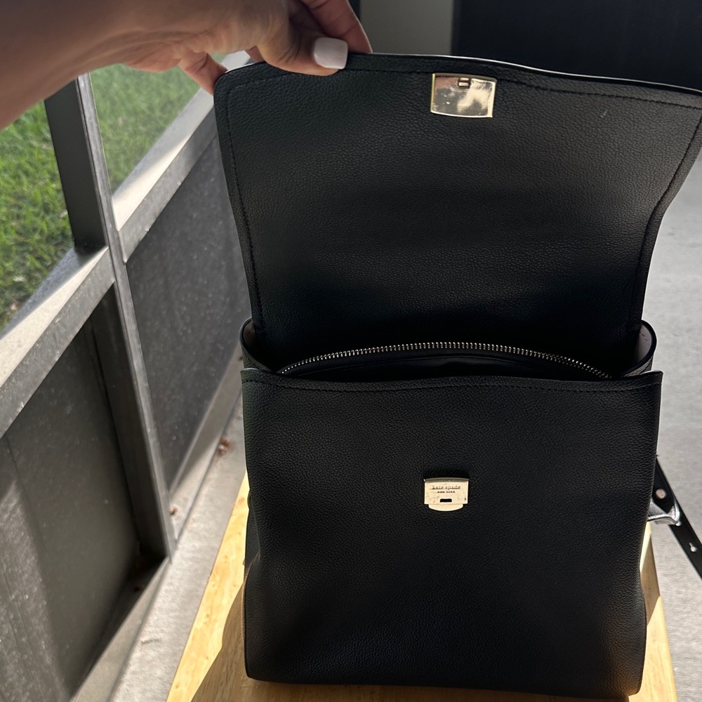 kate spade Black Pebbled Leather Top-Handle Backpack - Picture 4 of 14